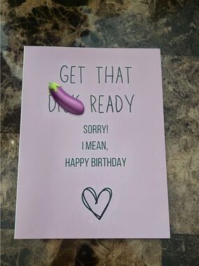 SHEIN Pink Humorous Birthday Card with Black Text
